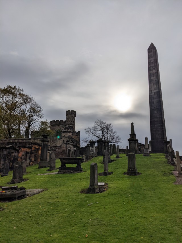 An old cemetery on a cloudy day in the morning